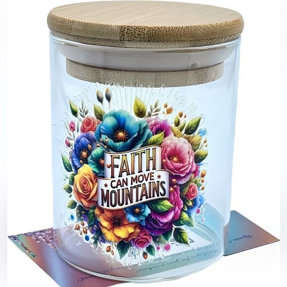 NWT NIB FAITH BASED QUOTES BAMBOO LID W/SEAL GLASS JARS PERFECT FOR GIFT GIVING! - Picture 6 of 15
